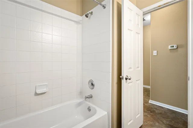 a bathroom with a bathtub