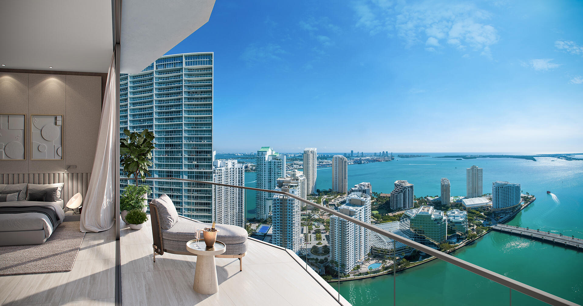 77 Southeast 5th Street, Unit 2210 Miami, FL 33131 - Photo 22 of 32 VICEROY-BRICKELL_Bedroom-Balcony_SE-Day-