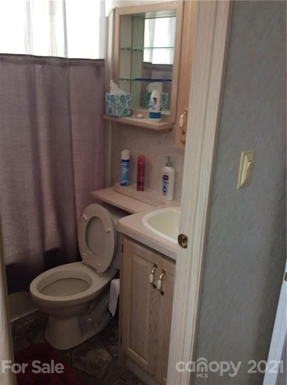 306 Mallard Loop Waynesville, NC 28785 - Photo 14 of 19 a bathroom with a granite countertop toilet and a sink