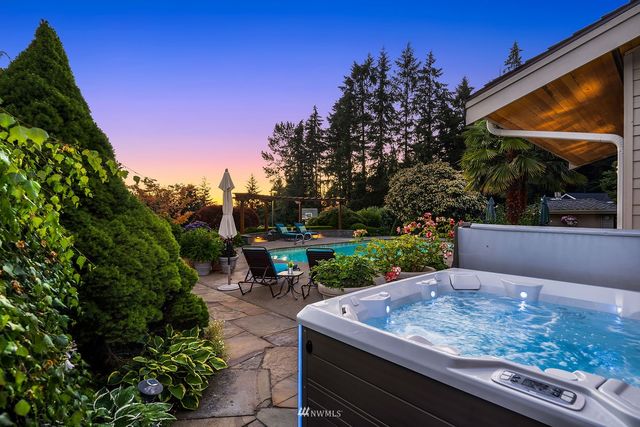 a view of a bench in a garden
