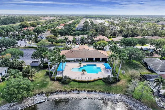 an aerial view of a house with garden