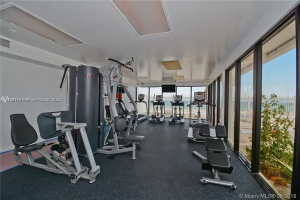 a view of a room with gym equipment