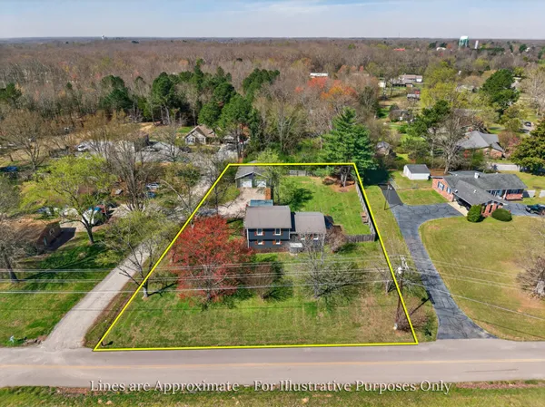 a view of a yard with a swimming pool