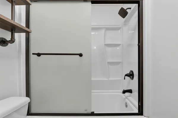 a bathroom with a shower