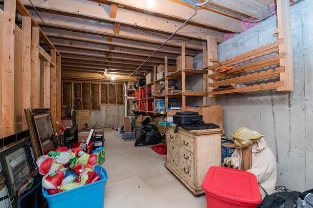 a storage room with washer and dryer