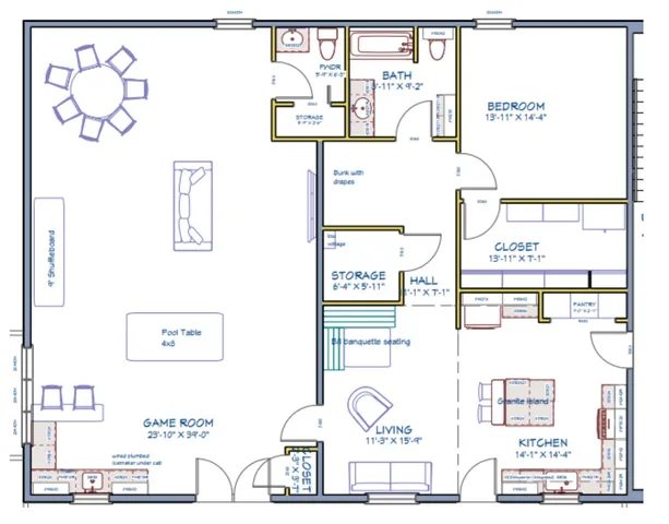 a view of a table and chairs in a patio