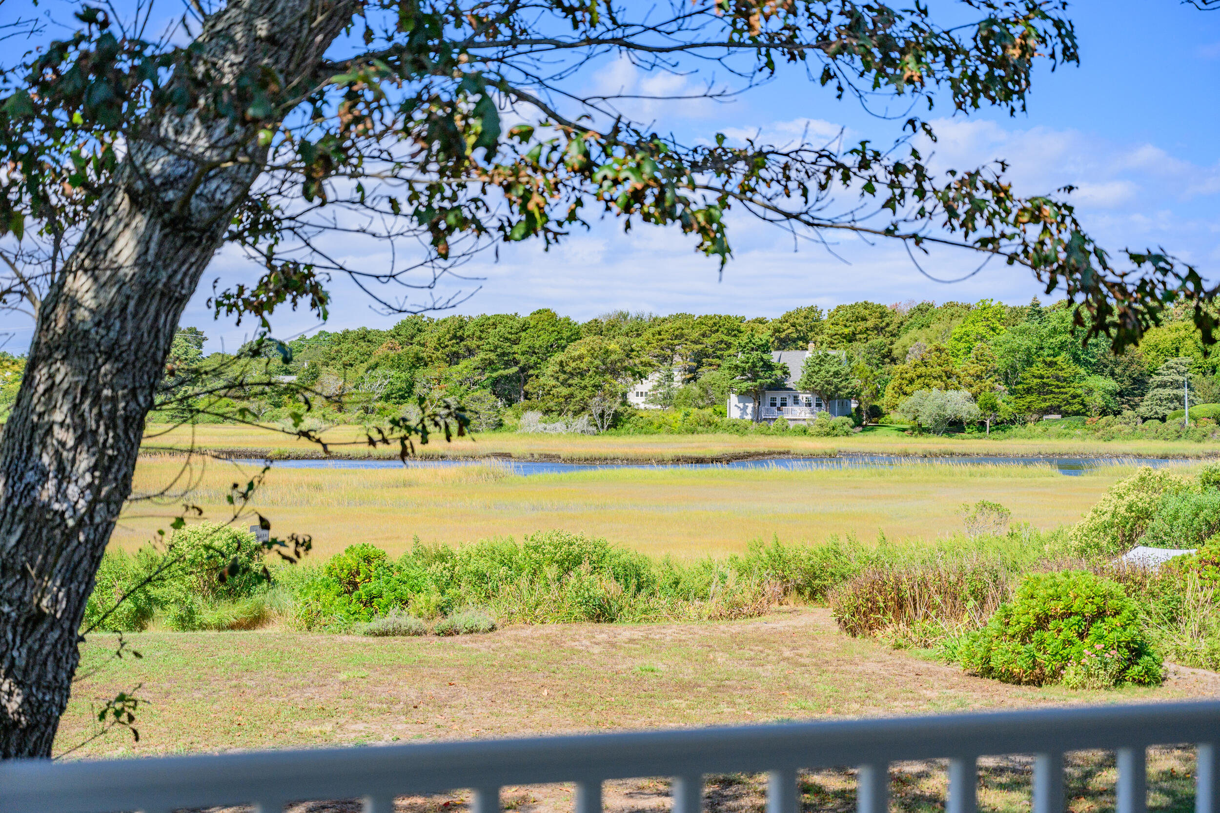 27 Mayflower Lane Dennis Port, MA 02639 - Photo 10 of 35 a view of a lake with a bench and trees