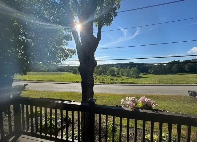 a view of lake from balcony