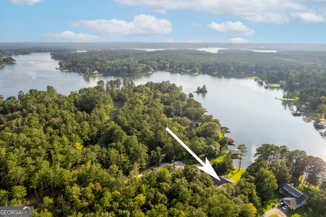 an aerial view of a houses with ocean view