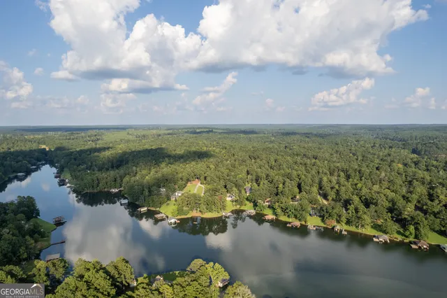 an aerial view of a houses with ocean view