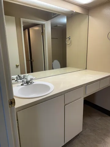 a view of a bathroom with a sink