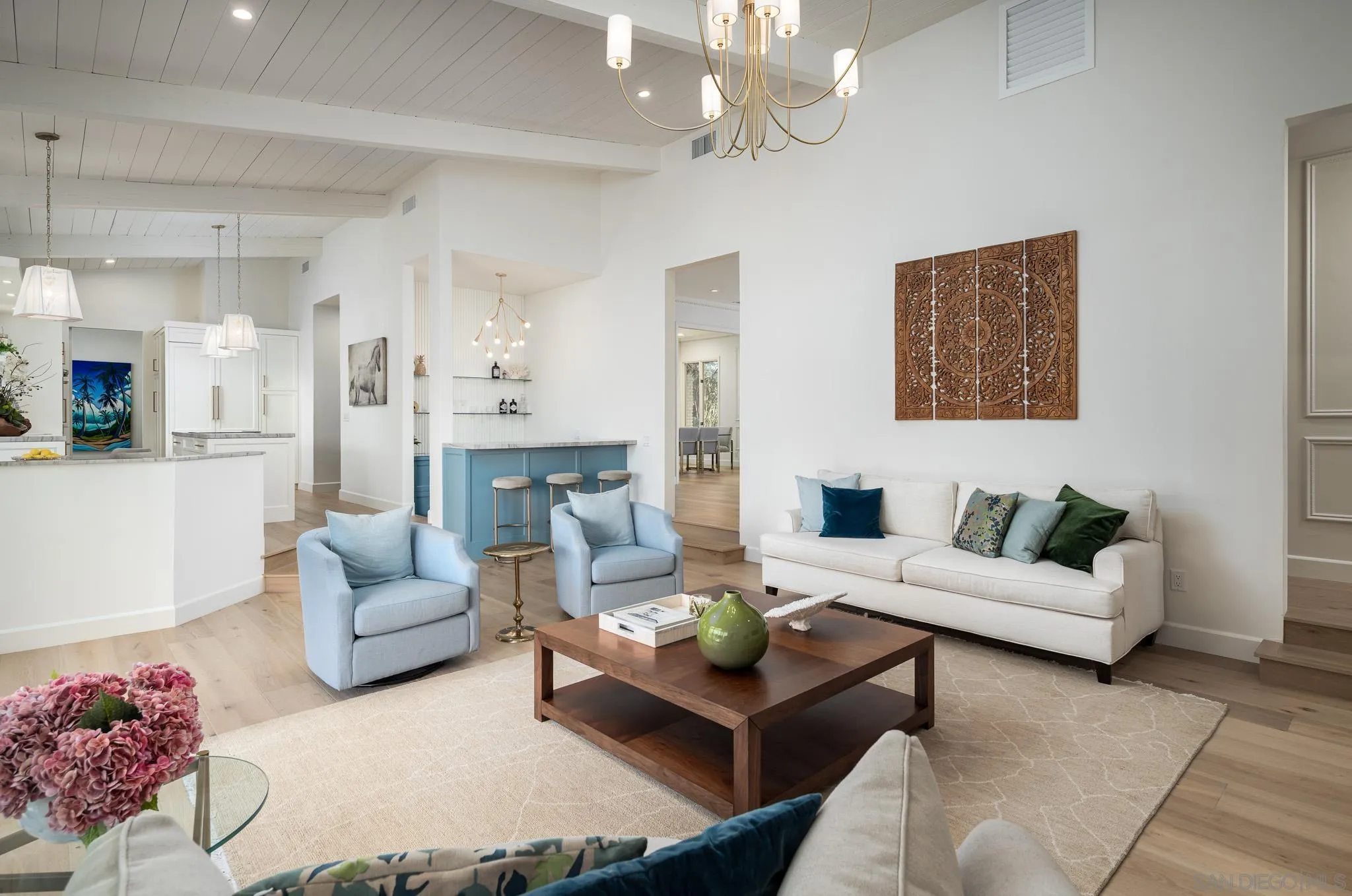 16039 Via Del Alba Rancho Santa Fe, CA 92067 - Photo 16 of 56 a living room with furniture and a chandelier