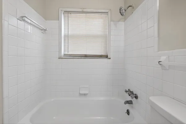 a bathroom with a bathtub