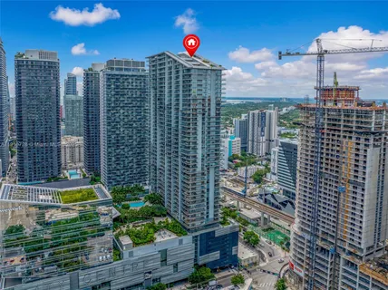a view of a city with tall buildings