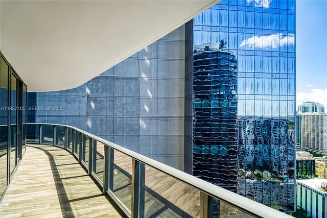 a view of balcony with city view