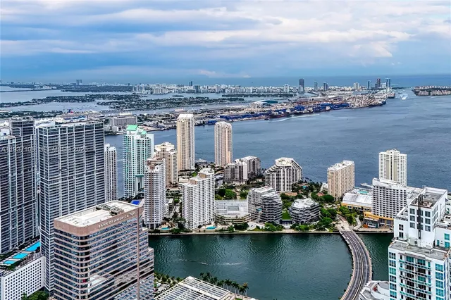 a city view with tall buildings