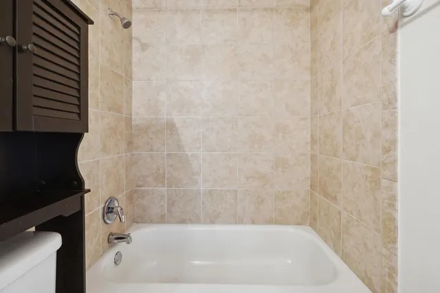 a bathroom with a bathtub