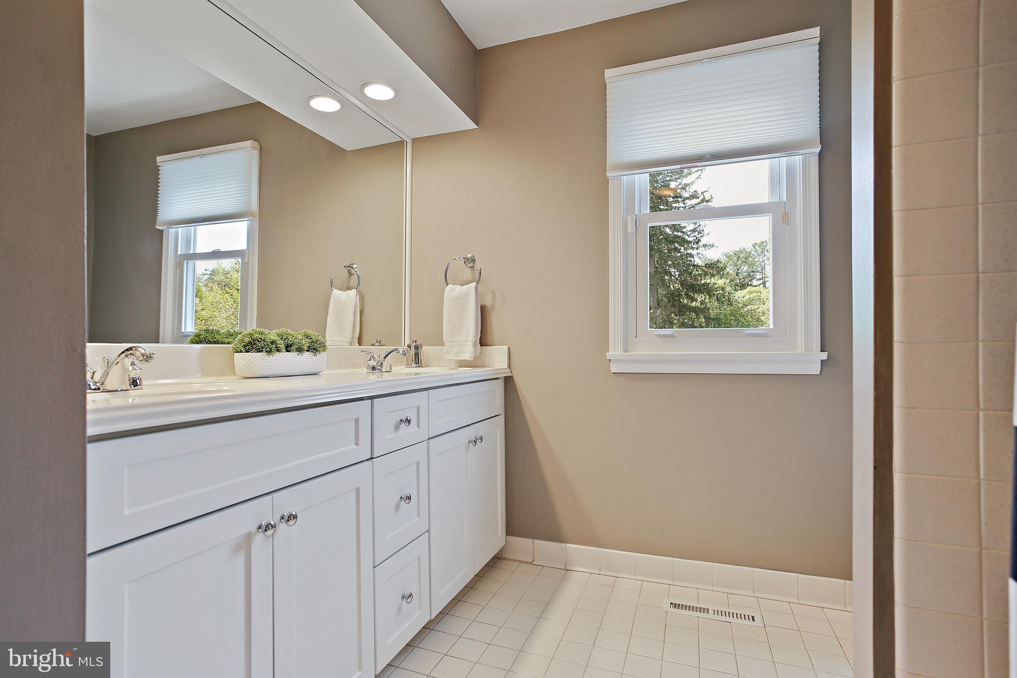 1816 Ruxton Road Baltimore, MD 21204 - Photo 44 of 92 a bathroom with a double vanity sink and a mirror