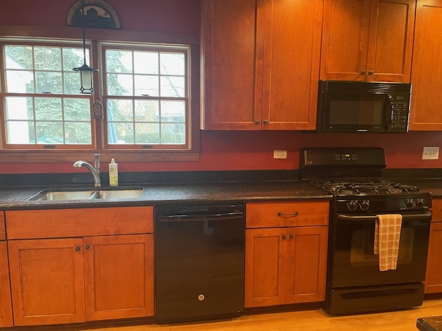 1505 West Acres Road Joliet, IL 60435 - Photo 14 of 42 a kitchen with stainless steel appliances granite countertop a stove a sink and a microwave