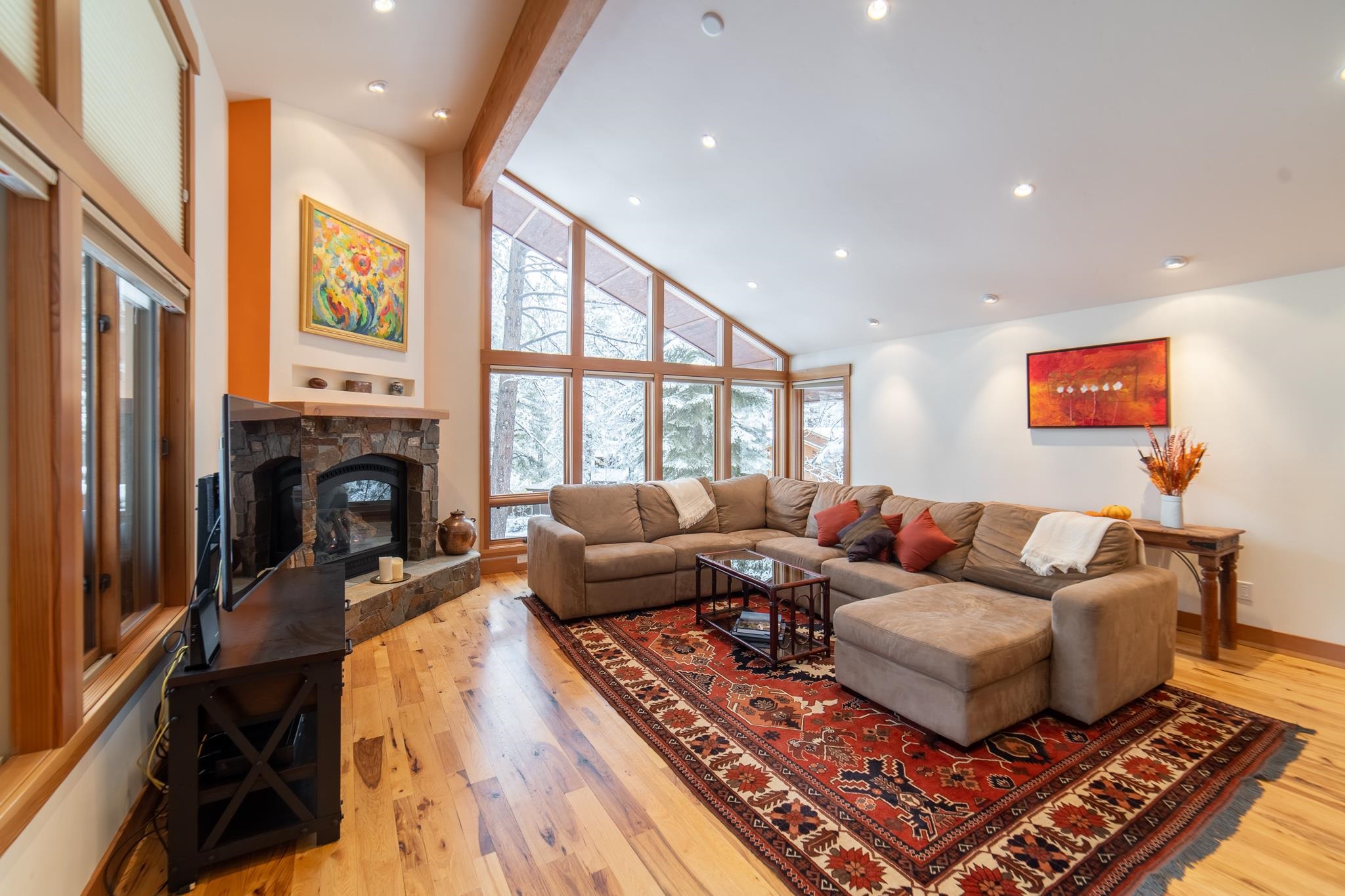 406 Lodgepole Truckee, CA 96161 - Photo 4 of 21 a living room with furniture fireplace and a large window