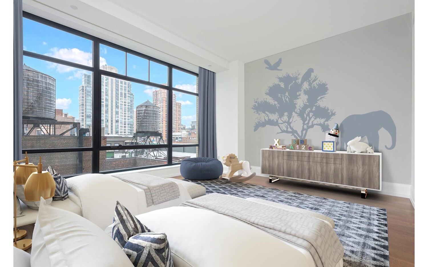 10 Madison Square West, Unit 14F Manhattan, NY 10010 - Photo 8 of 12 a bedroom with a bed and a large window