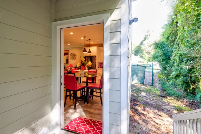 a view of a two chairs in the deck