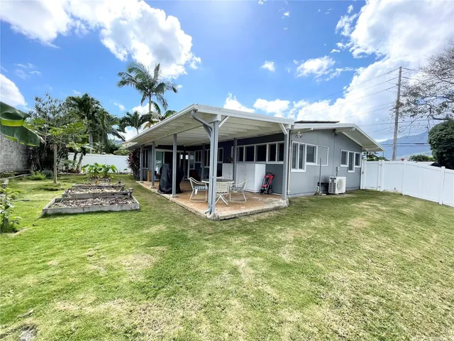 a view of a swimming pool with an outdoor space