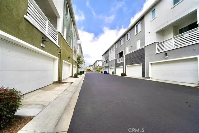 a view of a street with building