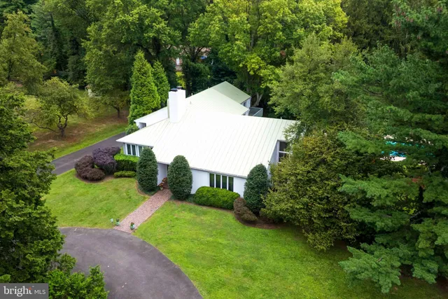 an aerial view of a house