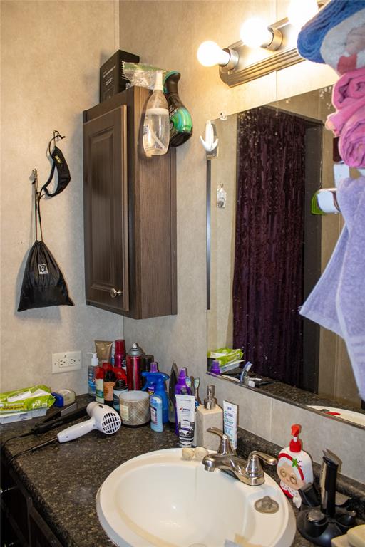 145 Firefly Drive Springtown, TX 76082 - Photo 14 of 16 a bathroom with a sink a vanity and a mirror