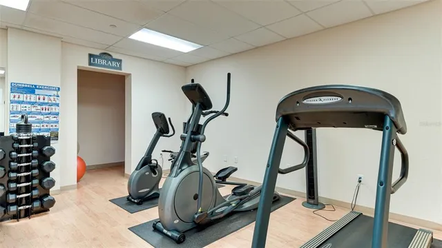 a view of a room with gym equipment