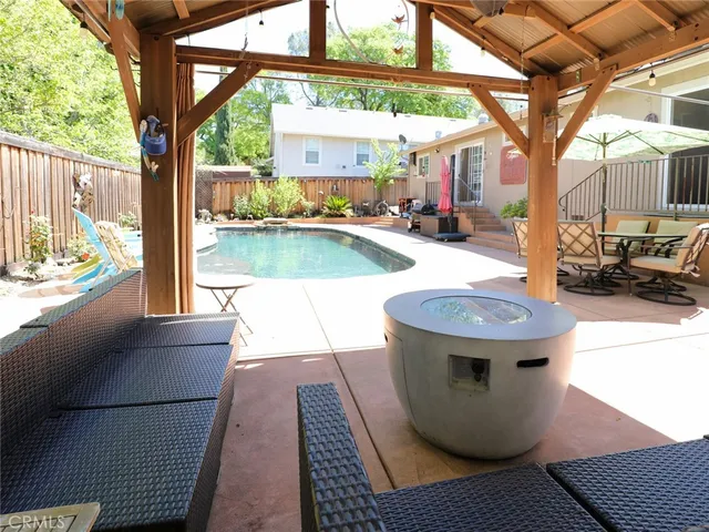 a view of outdoor space with seating area