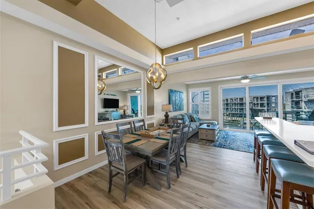 a view of a livingroom with furniture and a table