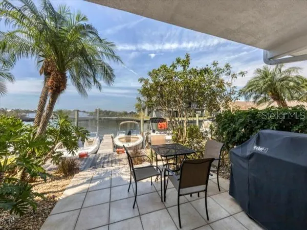 an aerial view of a house with a outdoor space