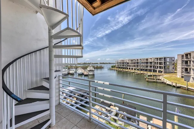 a view of a balcony with an outdoor space
