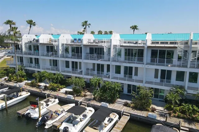 a view of a city with lawn chairs