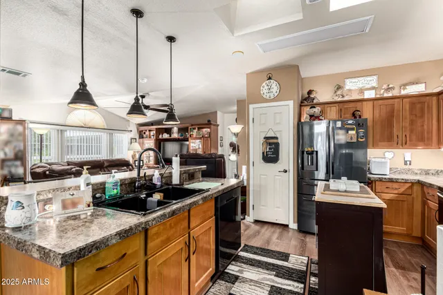 a kitchen with lots of counter top space
