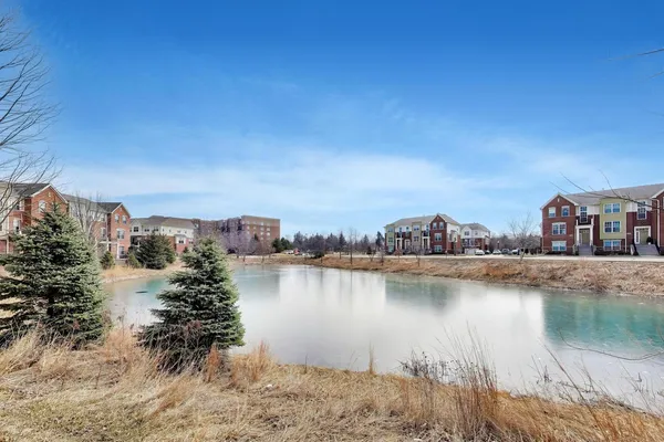 a view of a lake with houses