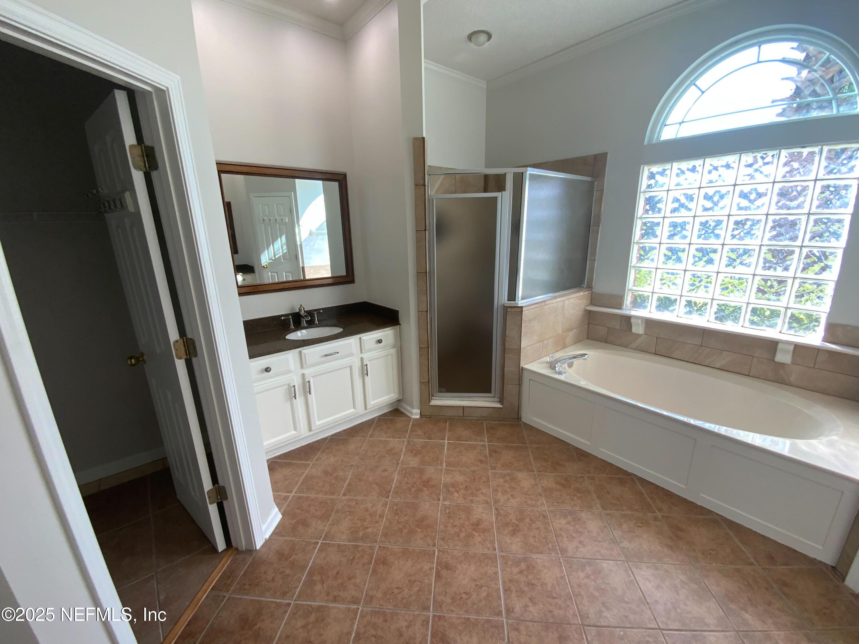 9767 Brockham Court Jacksonville, FL 32221 - Photo 12 of 17 a bathroom with a tub sink and mirror