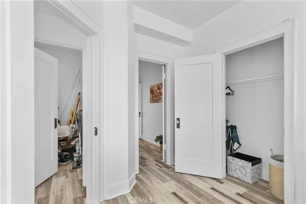 a view of a bathroom from a hallway
