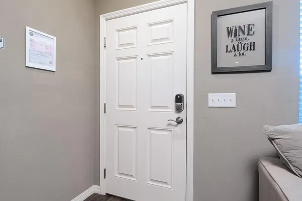 a view of a hallway with elevator