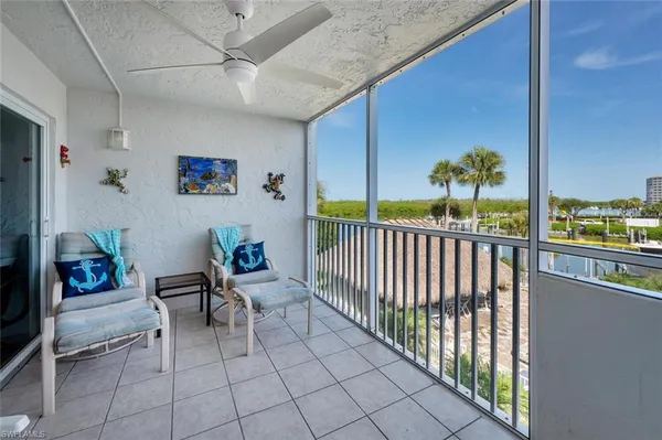 a building outdoor space with seating space