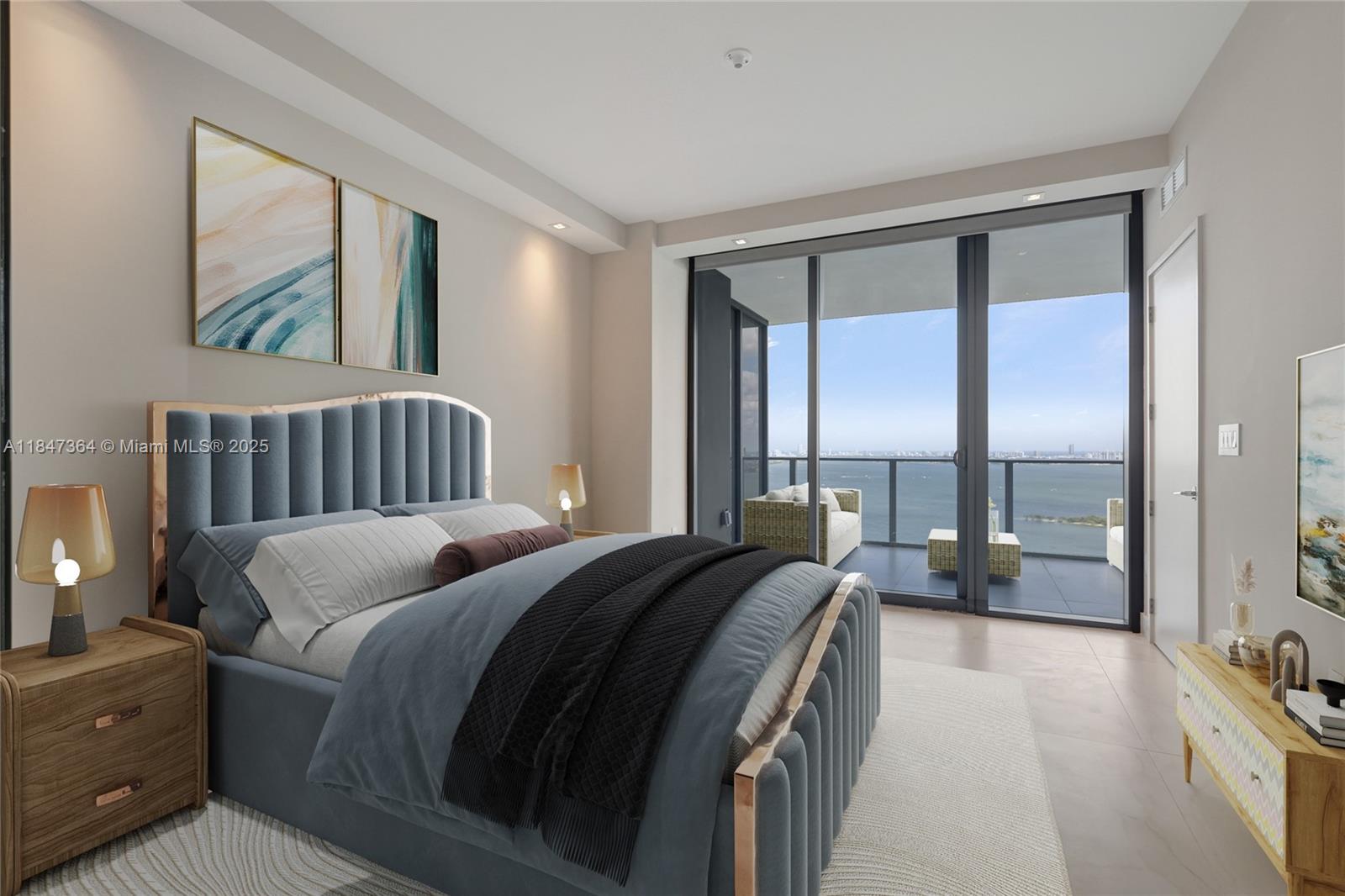 700 Northeast 24th Street, Unit 1603 Miami, FL 33137 - Photo 32 of 67 a bedroom with a bed and a large window