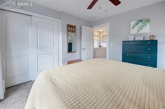 a bedroom with a bed and a dresser