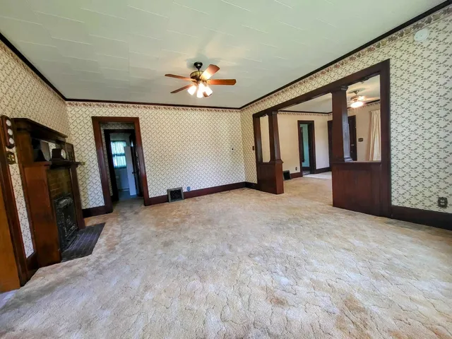 an empty room with windows