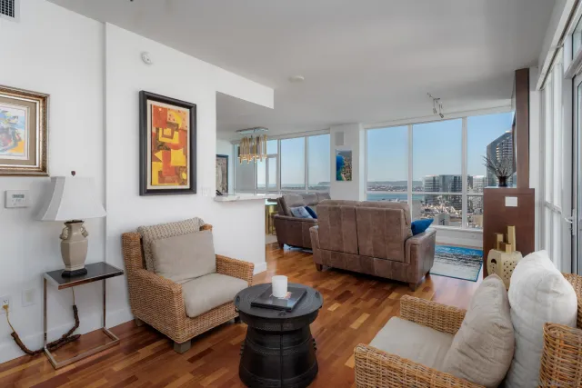 a view of a balcony with furniture