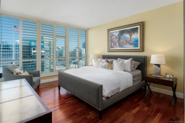 a view of city and a tall buildings