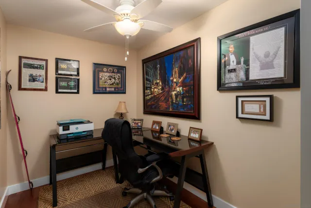 a view of a roof deck with sitting area