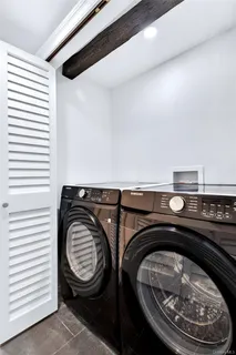 a close up view of washer and dryer