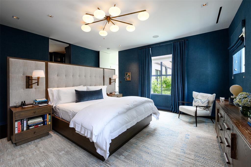 3511 Springbrook Street Dallas, TX 75205 - Photo 27 of 38 Spacious room with deep blue textured wall coverings and a large window